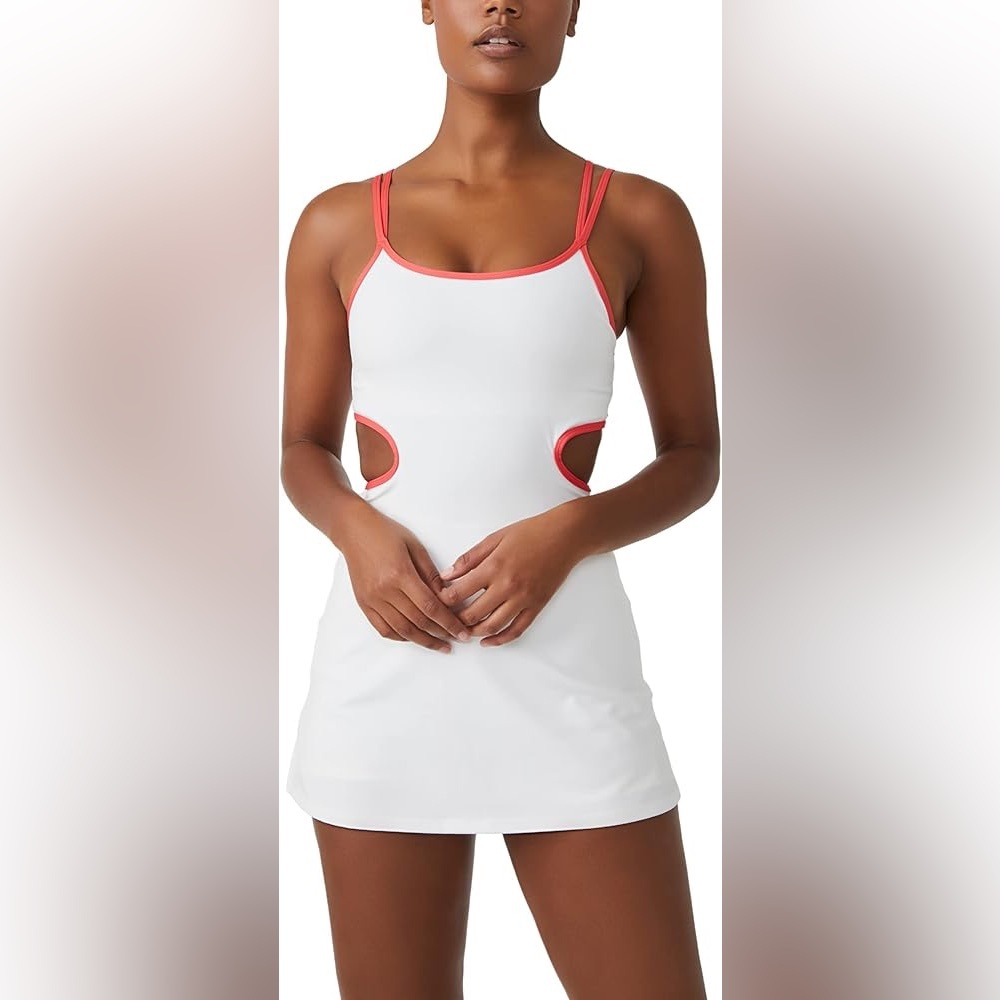 FP Movement One more serve by Free People White Dress with Coral Trim